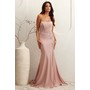Amelia Couture 7057 Bare Shoulder Corset Split Formal Gown