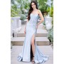 Amelia Couture 7057 Bare Shoulder Corset Split Formal Gown