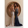 Amelia Couture 3018 Heat Stone V-Neck Trumpet Formal Evening Gown