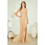 Amelia Couture SU091 Gem-Adorned Tube Style Slit Formal Gown