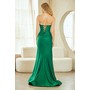 Amelia Couture 7081 Satin Bare Shoulder Slit Gown
