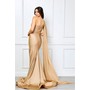 Amelia Couture 7056 One Shoulder Cape High Leg Formal Gown