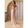 Amelia Couture 9056 Decorative Satin Bandeau Slit Formal Gown