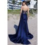 Amelia Couture 3099 Beaded Satin Bandeau Slit Formal Evening Gown