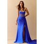 Amelia Couture 3099 Beaded Satin Bandeau Slit Formal Evening Gown
