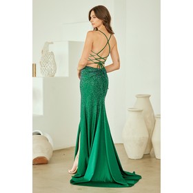 Amelia Couture 3103 Crystal Sleeveless Slit Gown