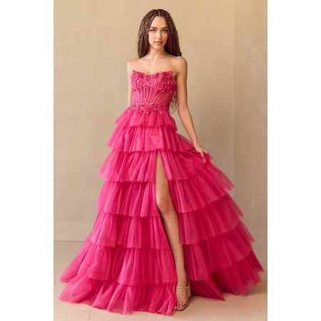 Amelia Couture 9053 Tube Style Tiered A-Line Gown