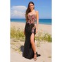 Amelia Couture 7061 Floral Detailed Sparkle Slit Evening Wear