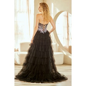 Amelia Couture 4060 Bandeau A-Line Ruffled Gown