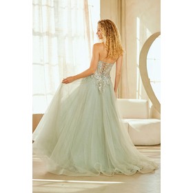 Amelia Couture 4062 Bandeau Princess Cut Slit Evening Wear