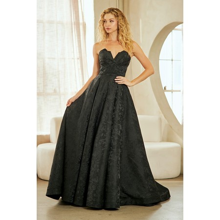 Amelia Couture 8061 Brocade Bandeau A-Line Formal Evening Gown