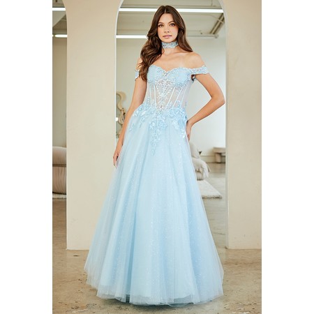 Amelia Couture 8064 Glitter Off Shoulder Princess Gown