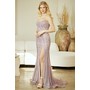 Amelia Couture 2137 Beaded Bandeau Slit Formal Evening Gown