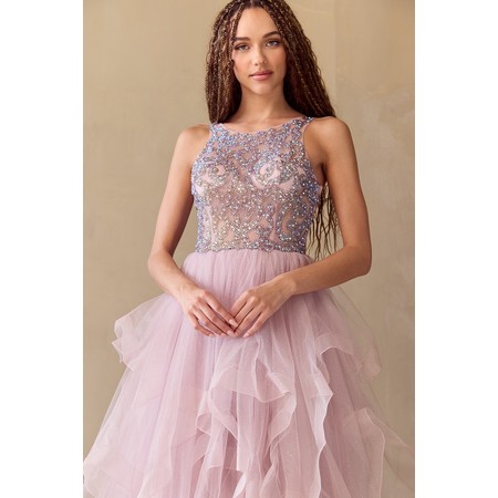 Amelia Couture 5066 Sleeveless Princess Cut Layered Gown