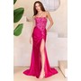 Amelia Couture 2051 Glitter Satin Tube Style Slit Gown