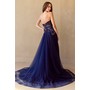 Amelia Couture 4031 Applique Bandeau Princess Cut Slit Evening Wear