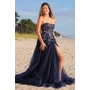 Amelia Couture 4031 Applique Bandeau Princess Cut Slit Evening Wear