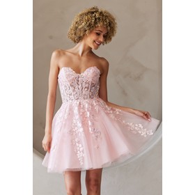 Amelia Couture BZ9024S Applique Short Tube Style Flowing Gown