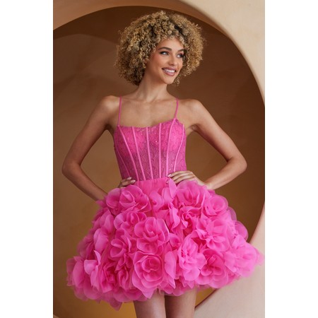 Amelia Couture SU083S Above Knee Sleeveless Textured Evening Gown