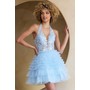 Amelia Couture BZ9040S Embellished Short Halterneck Tiered Evening Dre