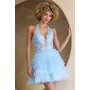 Amelia Couture BZ9040S Embellished Short Halterneck Tiered Evening Dre