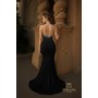 Terani 261P6030 Deep Curved Bodice Slinky Jersey Bodycon Formal Gown W
