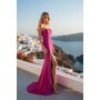 Terani 261P6076 Curved Bodice Scuba Bodycon Formal Gown With Split