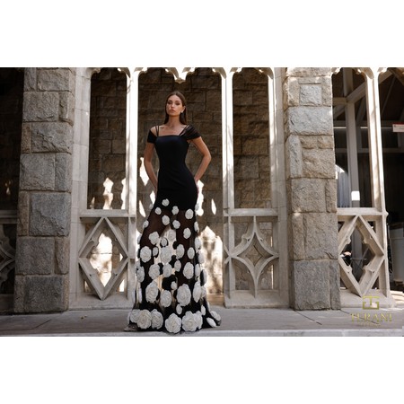 Terani 261P6098 Square Neck Matte Satin Column Formal Evening Gown Wit