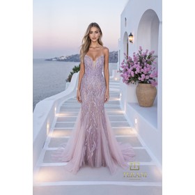Terani 261P6191 Sweetheart Beaded Tulle Trumpet Formal Evening Gown