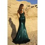 Terani 261P6600 Halter Neck Metallic Foil Slim Fit Formal Evening Gown