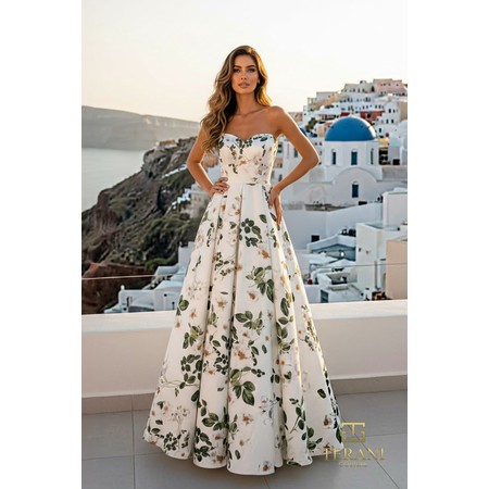 Terani 261P6705 Sweetheart Printed Glossy Princess Cut Evening Wear