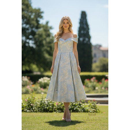 Terani 261C6515 Drop Shoulder Jacquard Fit & Flare Evening Wear