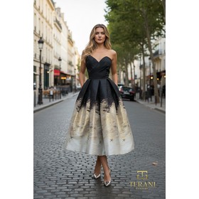 Terani 261C6761 Romantic Print Pleated Flowing