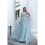 Terani 261E6195 Straight Neck Crepe Back Satin Princess Cut Gown