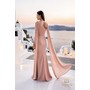 Terani 261E6205 Asymmetric Chiffon Column Formal Gown With Cape Sleeve