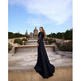 Terani 261E6208 Off-Shoulder Intricate & Matte Glossy Column Formal Go