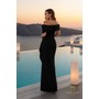 Terani 261E6213 Off-Shoulder 2-Way Stretch Satin Column Gown