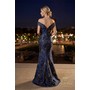 Terani 261E6252 Exposed Shoulder Jacquard Trumpet Evening Wear