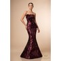 Terani 261E6259 Straight Neck Shimmer Jacquard Fishtail Formal Evening