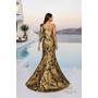 Terani 261E6275 Asymmetric One Side Brocade Trumpet Formal Evening Gow