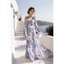 Terani 261E6644 One Side Printed Chiffon Flowing Formal Gown With Flut