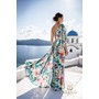 Terani 261E6646 Asymmetric Printed Chiffon Column Formal Gown With Flu