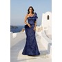 Terani 261E6678 Ruffled One-Shoulder Jacquard Fishtail Gown With Split