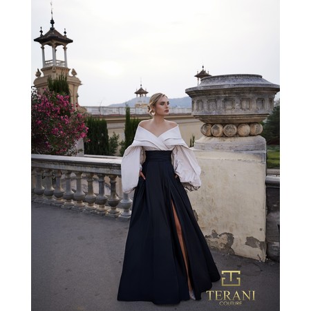 Terani 261E6720 Drop Shoulder Tafetta Mock 2-Piece Formal Evening Gown