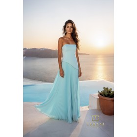 Terani 261E6736 Straight Neck Chiffon & Crepe Flowing Formal Gown