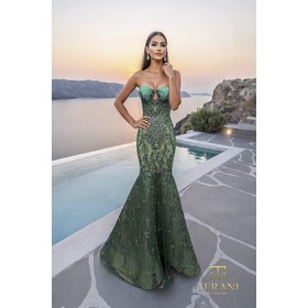 Terani 261GL6001 Sweetheart Jeweled Tulle Fishtail Evening Wear