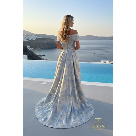 Terani 261M6444 Bardot Jacquard Column Evening Wear