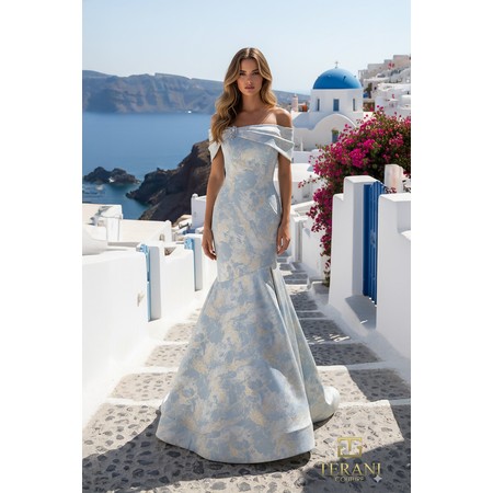 Terani 261M6445 Off-Shoulder Brocade Trumpet Gown