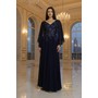Terani 261M6681 V-Neck Chiffon Flowing Gown With Flowing Cape Sleeves