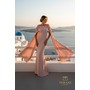 Terani 261M6687 Boat Neck Crepe Evening Wear With Cape Sleeves